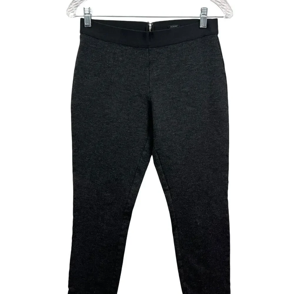J. Crew Women Pixie Pants Ponte Stretch Mid Rise Back Zipper Charcoal Grey 8R*